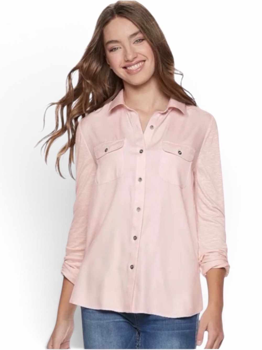 Women’s Light Pink Button-Front Shirt